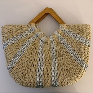 Stylish Woven Handbag with Silver Accents